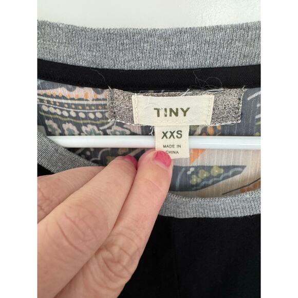 Anthropologie TINY Pippa Mixed Print Tie Front Top XXS - Picture 6 of 6